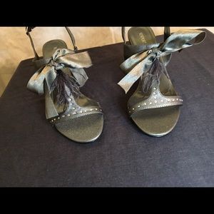 Newport News Dark Gray Open Toed Heels